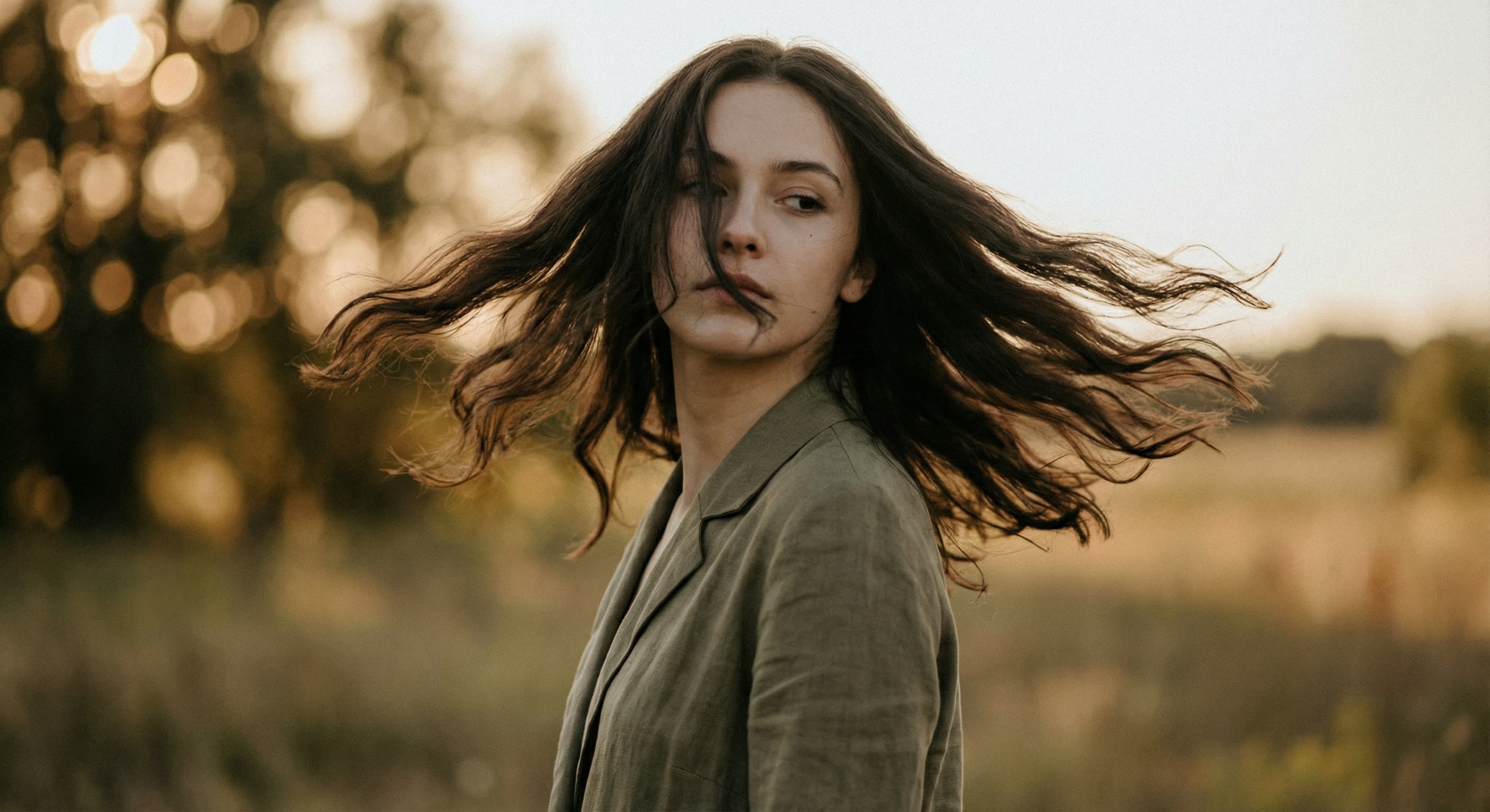 Start frame - woman with flowing hair