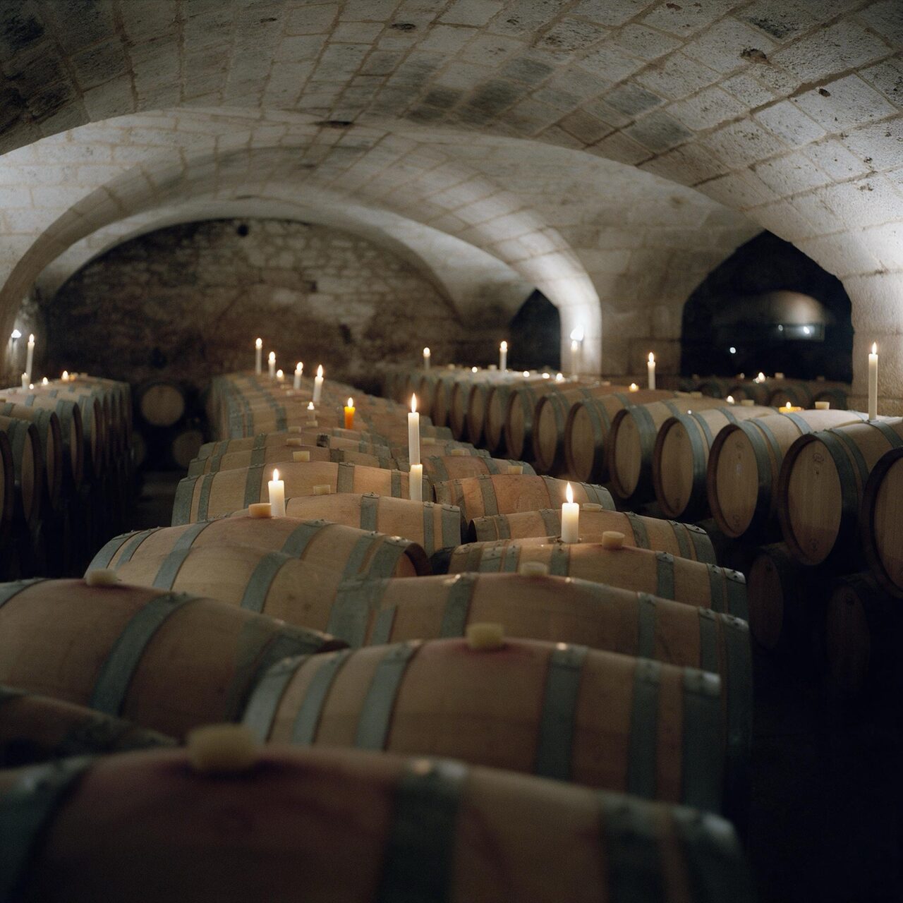 candle-lit barrel cellar with a vaulted ceiling generated with Seedream 5 Pro in Made