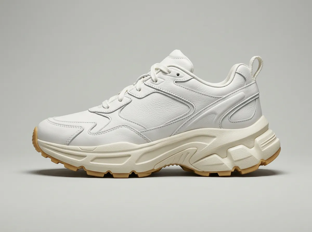 The sketch as a white leather sneaker, made by Nano Banana 2